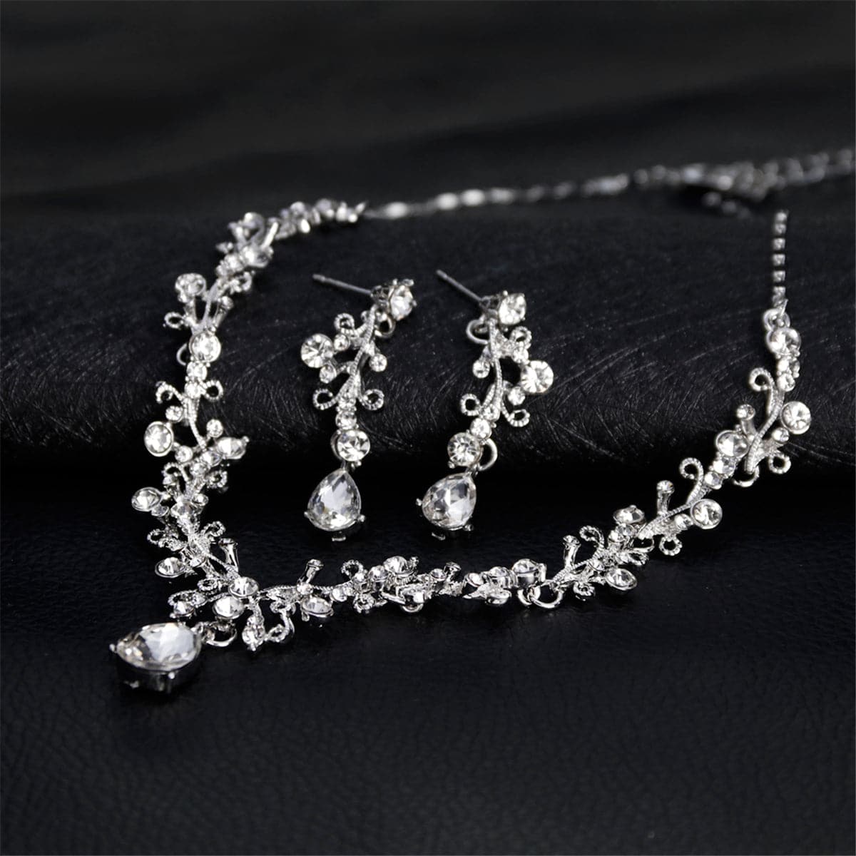 Crystal & Cubic Zirconia Botanical Collar Necklace Set