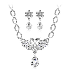 Crystal & Silver-Plated Swan Pendant Necklace & Drop Earrings