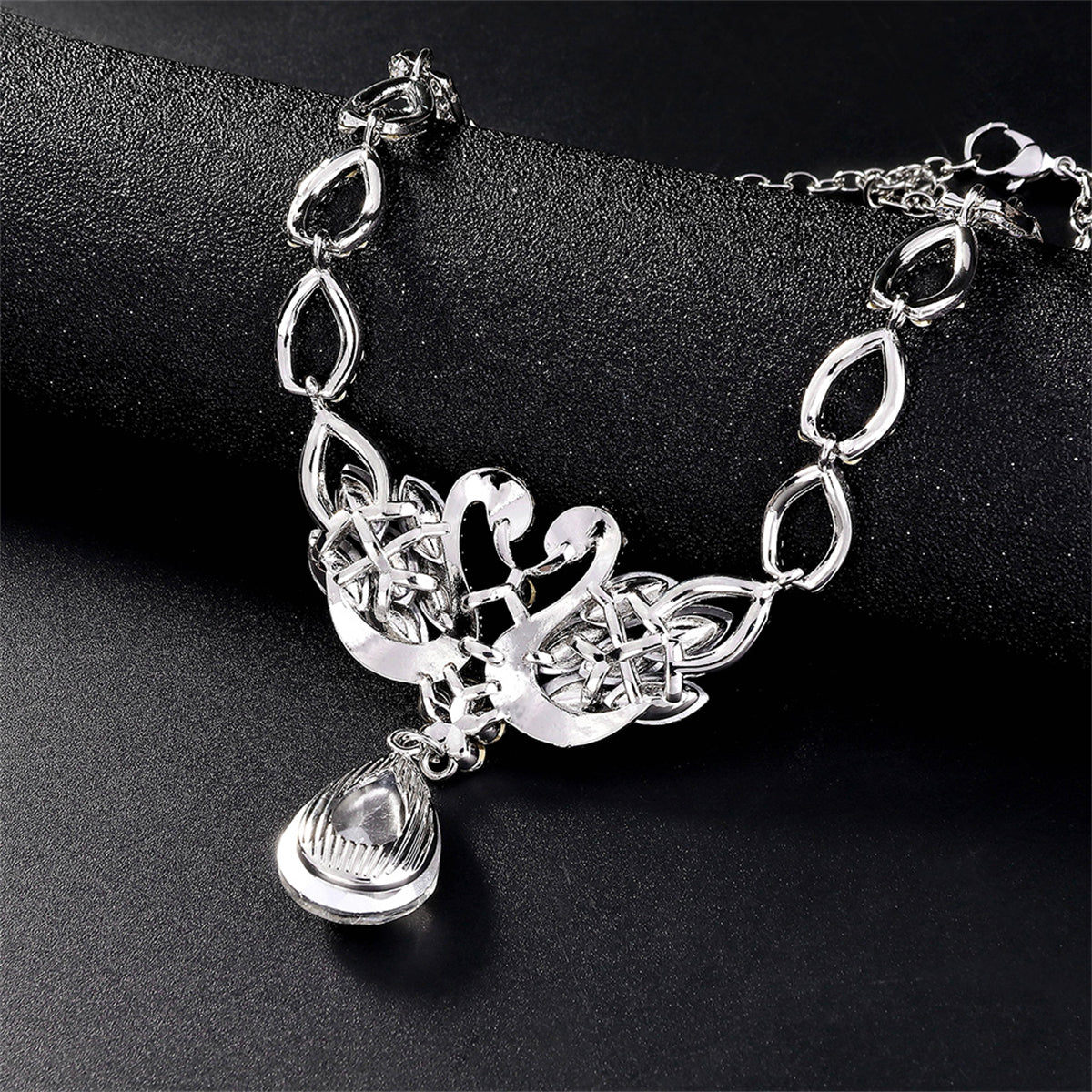 Crystal & Silver-Plated Swan Pendant Necklace & Drop Earrings