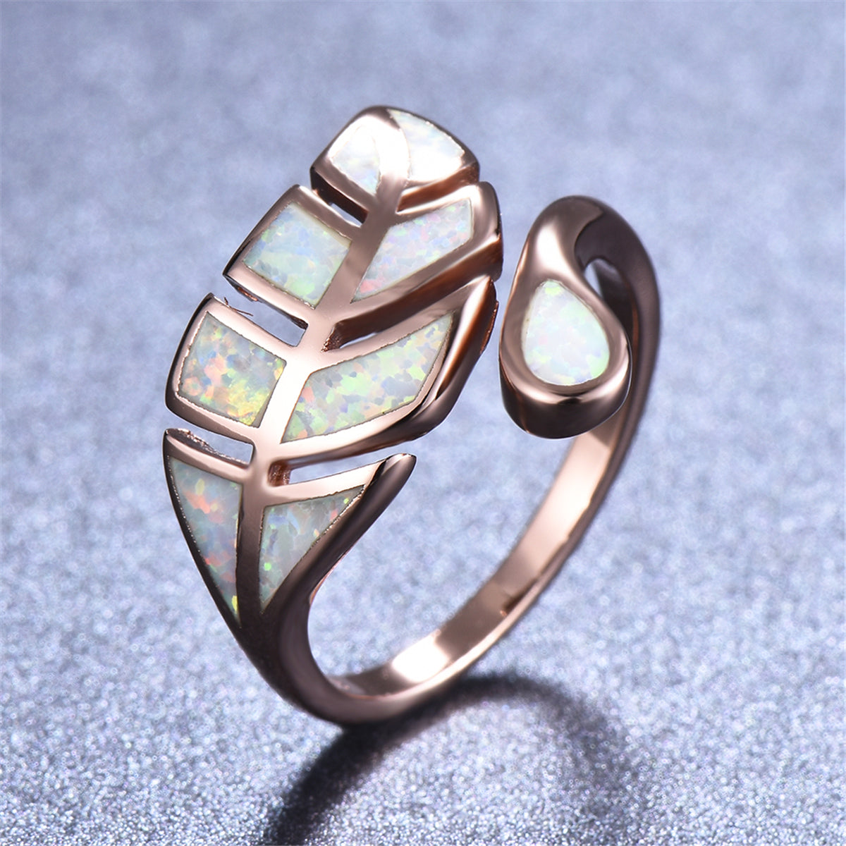 Opal & 18K Rose Gold-Plated Leaf Bypass Ring