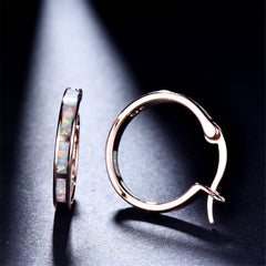 Opal & 18K Rose Gold-Plated Hoop Earrings