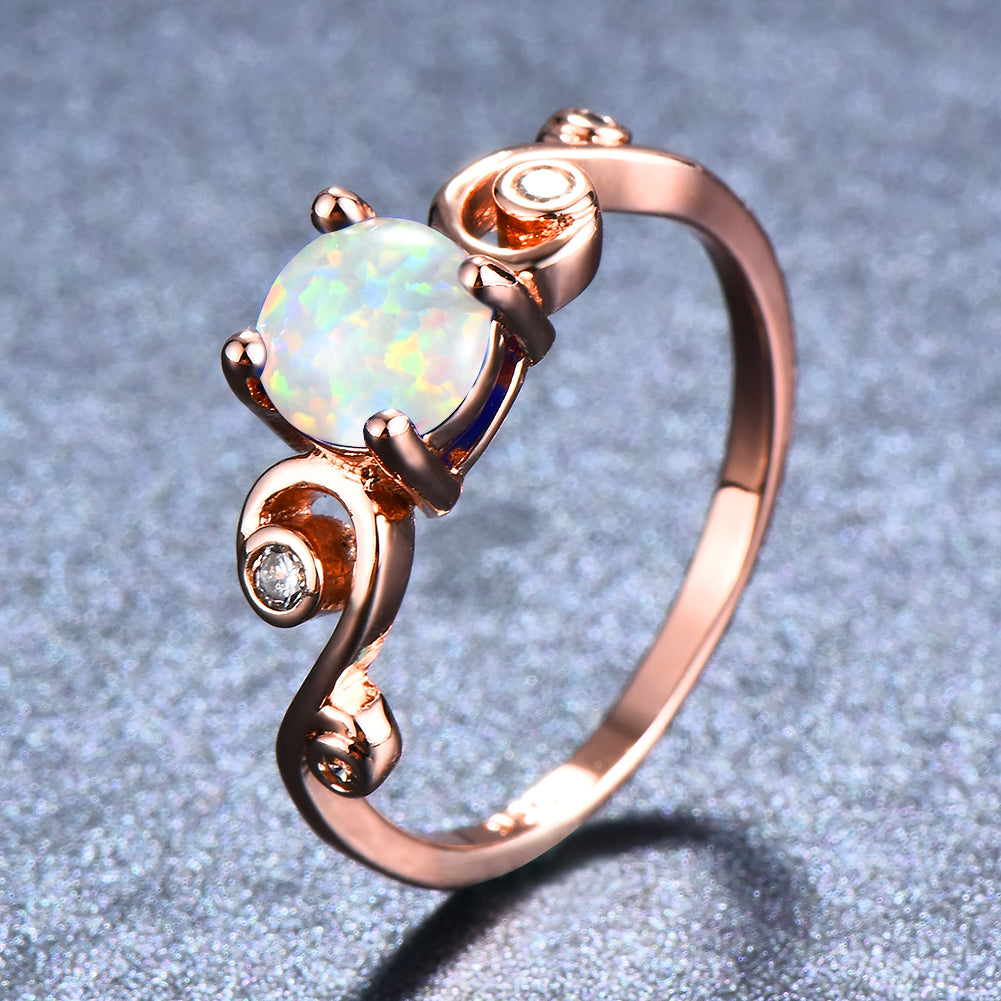 Opal & Cubic Zirconia Wave Ring