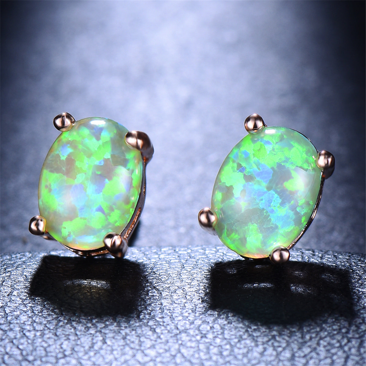 White Egg Opal & 18K Rose Gold-Plated Stud Earrings