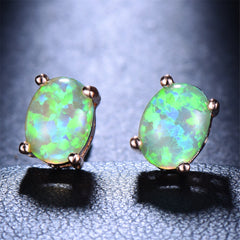 White Egg Opal & 18K Rose Gold-Plated Stud Earrings