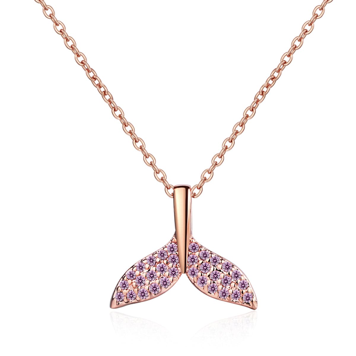 Cubic Zirconia & 18K Rose Gold-Plated Tail Pendant Necklace