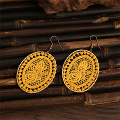 Yellow Polyster & 18K Gold-Plated Botanical Oval Drop Earrings