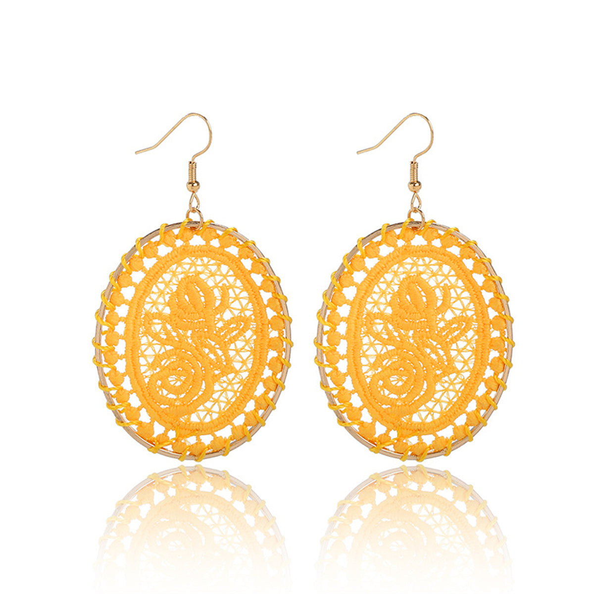 Yellow Polyster & 18K Gold-Plated Botanical Oval Drop Earrings