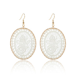 White Polyster & 18K Gold-Plated Botanical Oval Drop Earrings