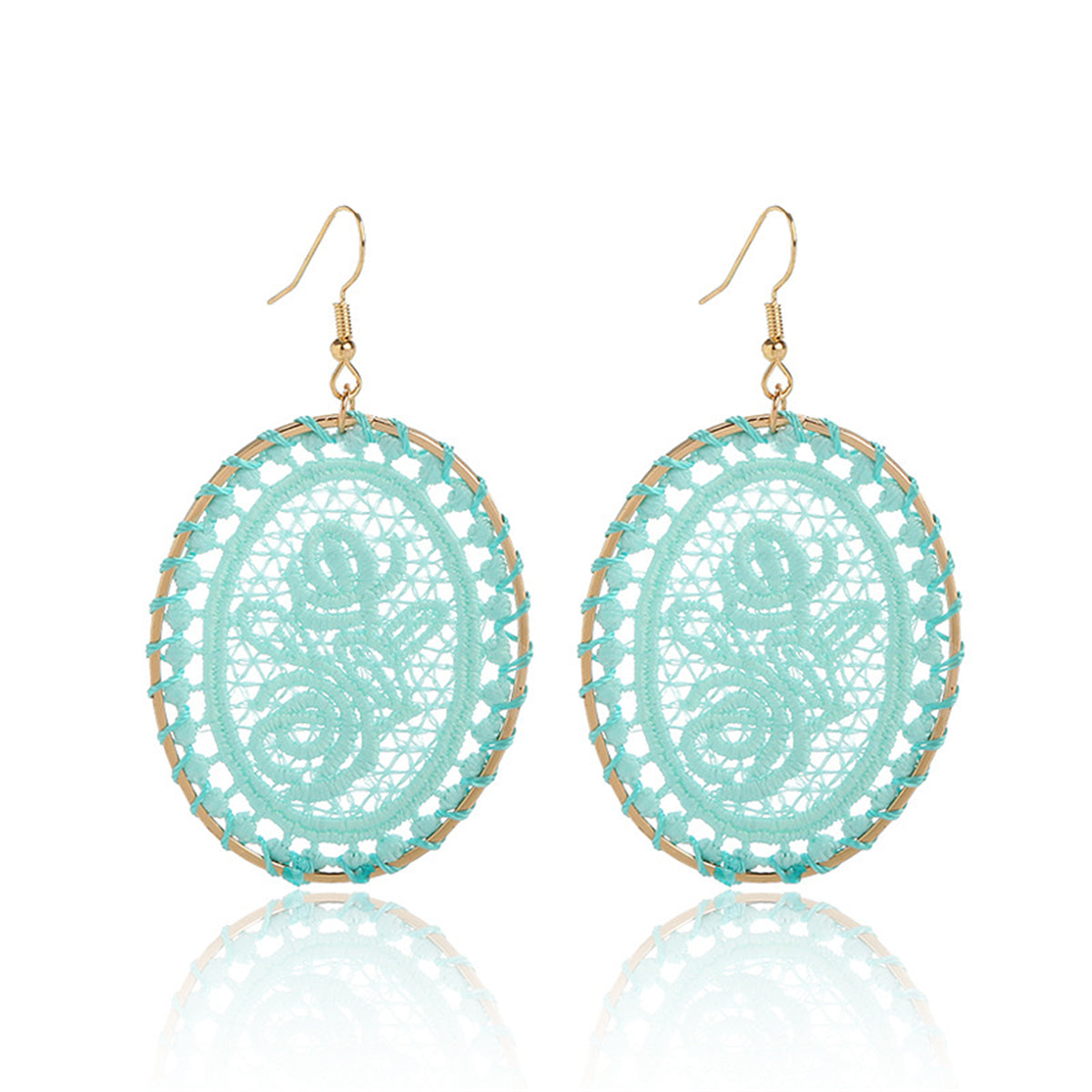 Light Blue Polyster & 18K Gold-Plated Botanical Oval Drop Earrings