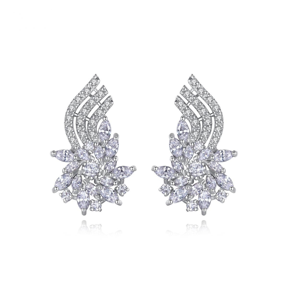 Crystal & Cubic Zirconia Flower Cluster Stud Earrings