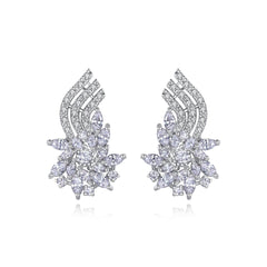 Crystal & Cubic Zirconia Flower Cluster Stud Earrings