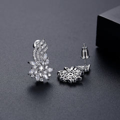 Crystal & Cubic Zirconia Flower Cluster Stud Earrings