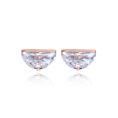 Clear Crystal & 18K Rose Gold-Plated Half-Circle Stud Earrings