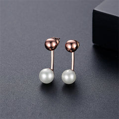 Pearl & 18K Rose Gold-Plated Bar Ear Jackets