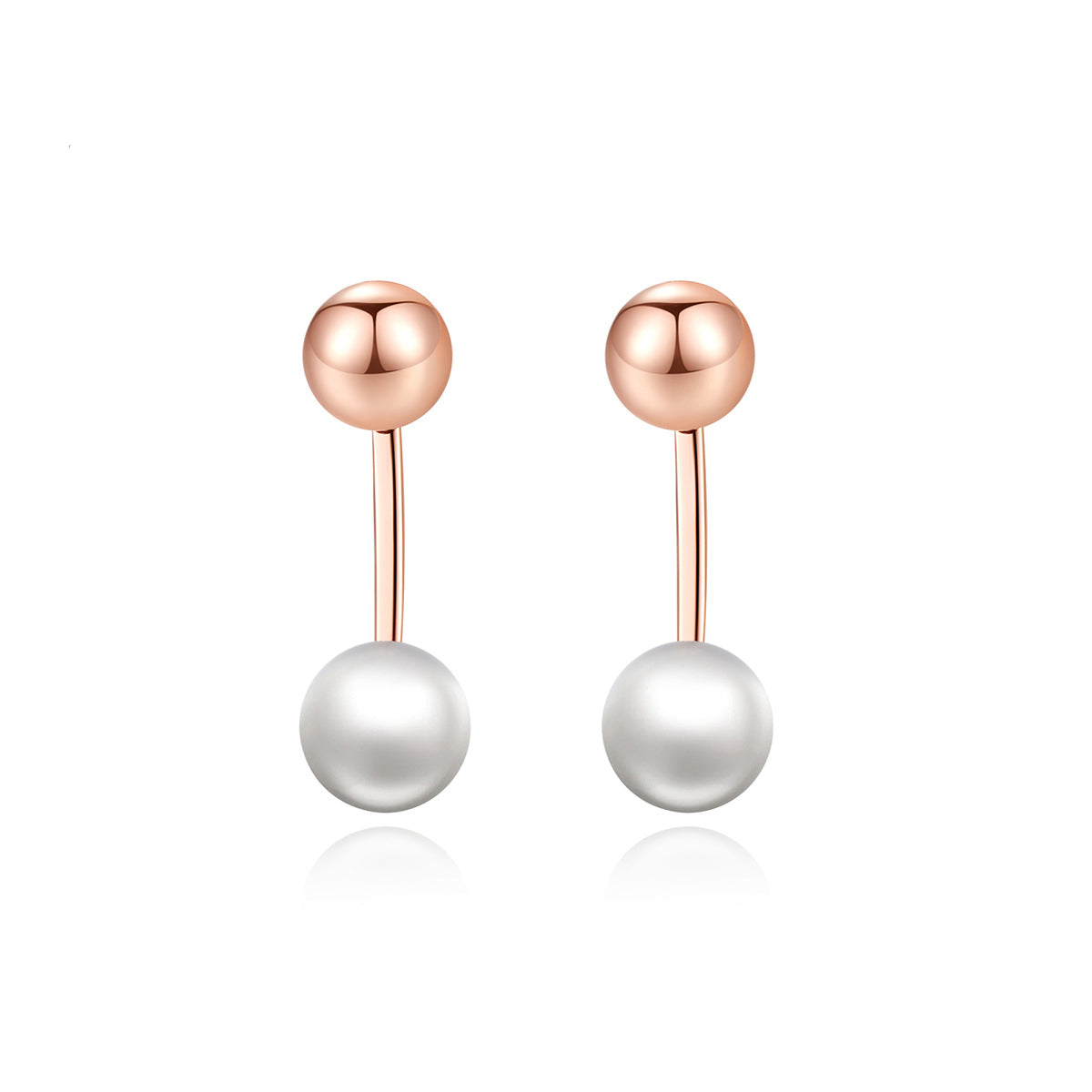 Pearl & 18K Rose Gold-Plated Bar Ear Jackets