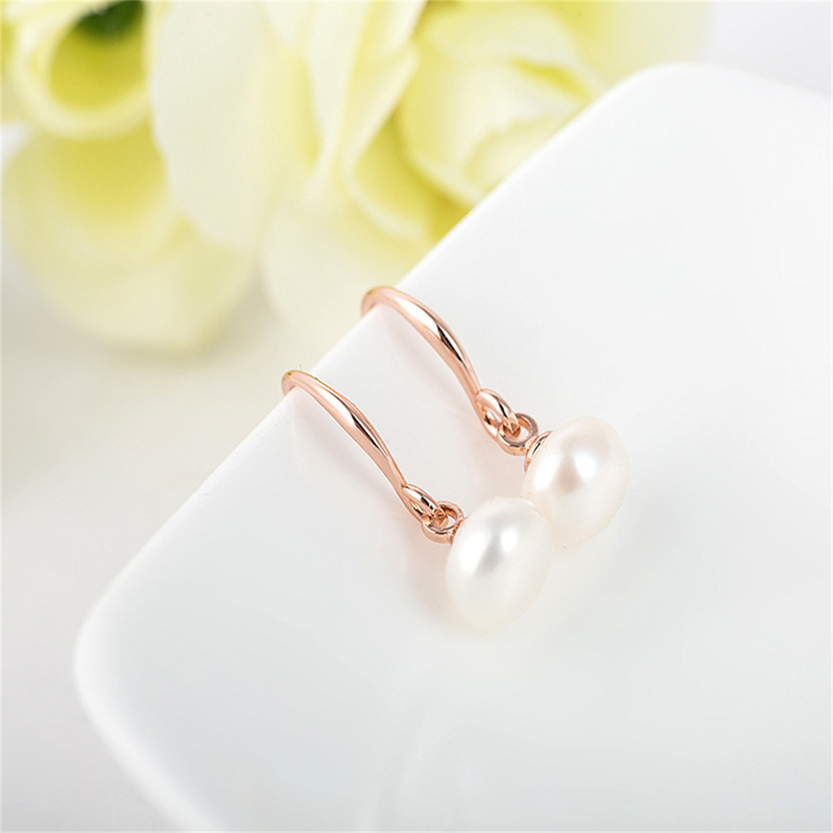 Pearl & 18K Rose Gold-Plated Drop Earrings