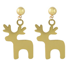 Elegant 18K gold-plated deer drop earrings, perfect for adding a touch of nature-inspired charm to any outfit.