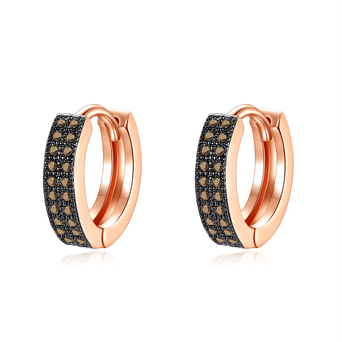 Yellow Cubic Zirconia & 18K Rose Gold-Plated Huggie Earrings