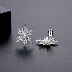 Cubic Zirconia & Silver-Plated Star Stud Earrings