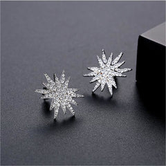 Cubic Zirconia & Silver-Plated Star Stud Earrings