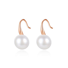 Pearl & 18K Rose Gold-Plated Hook Drop Earrings