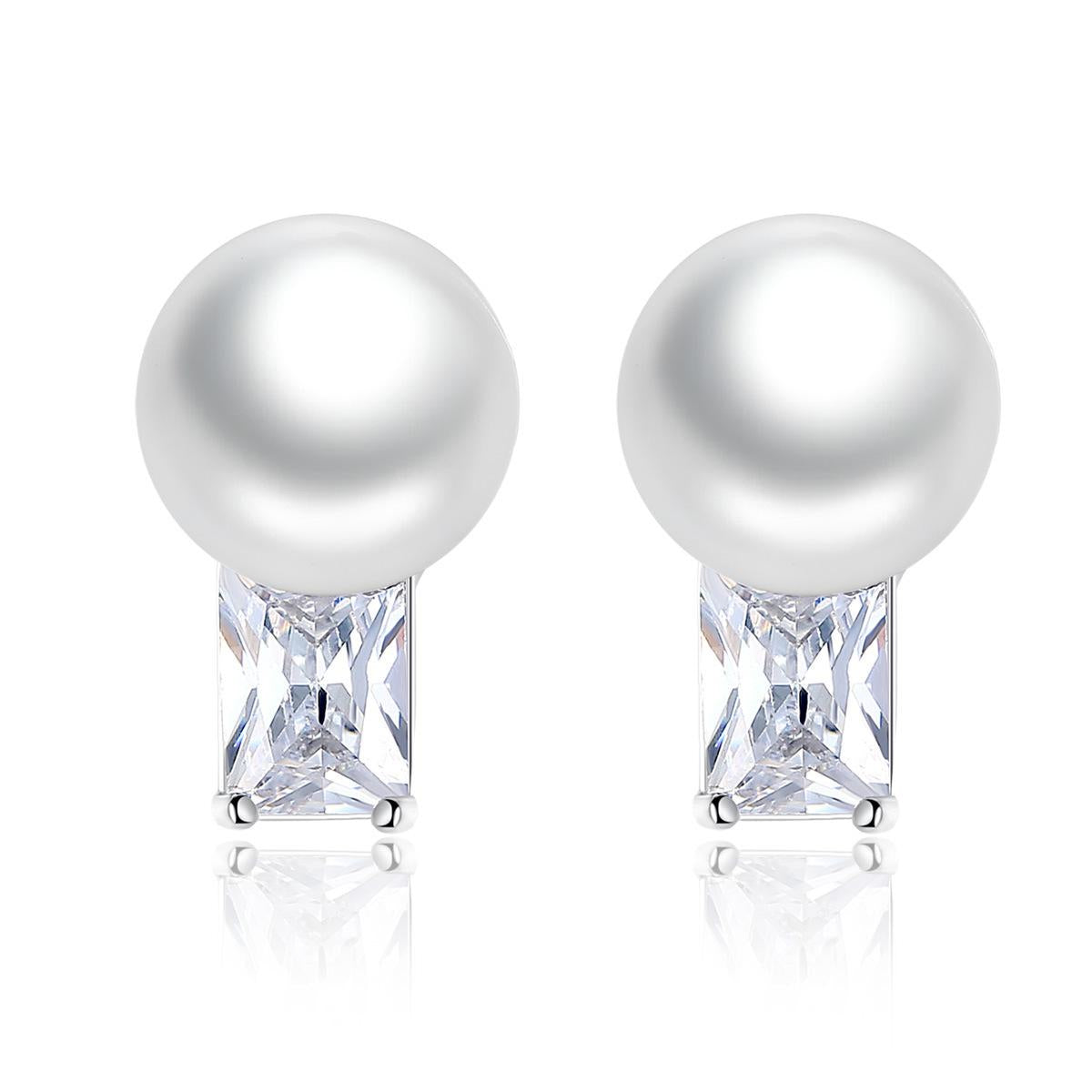 Pearl & Crystal Silver-Plated Stud Earrings
