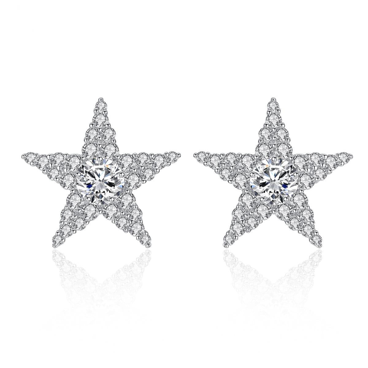 Crystal & Cubic Zirconia Silver-Plated Star Stud Earrings