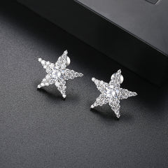 Crystal & Cubic Zirconia Silver-Plated Star Stud Earrings