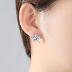 Crystal & Cubic Zirconia Silver-Plated Star Stud Earrings