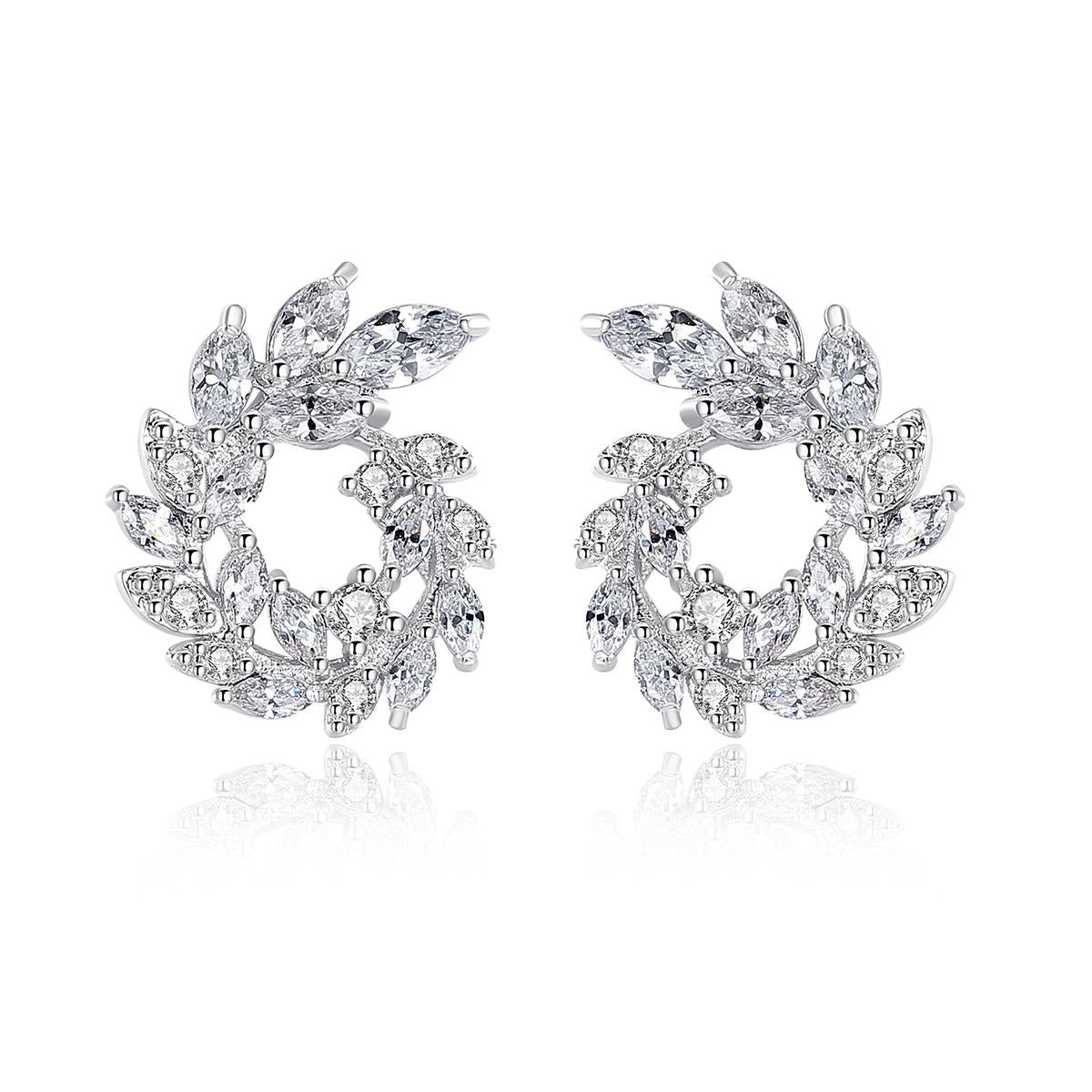 Crystal & Cubic Zirconia Silver-Plated Rattan Stud Earrings