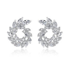 Crystal & Cubic Zirconia Silver-Plated Rattan Stud Earrings