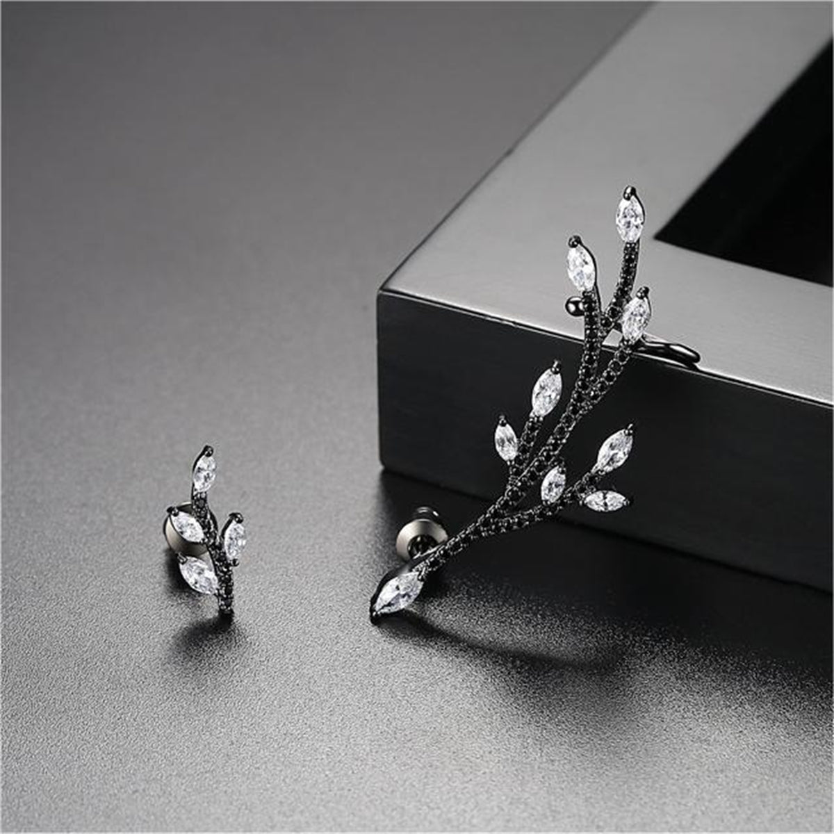 Crystal & Cubic Zirconia Branch Stud Earring & Ear Cuff