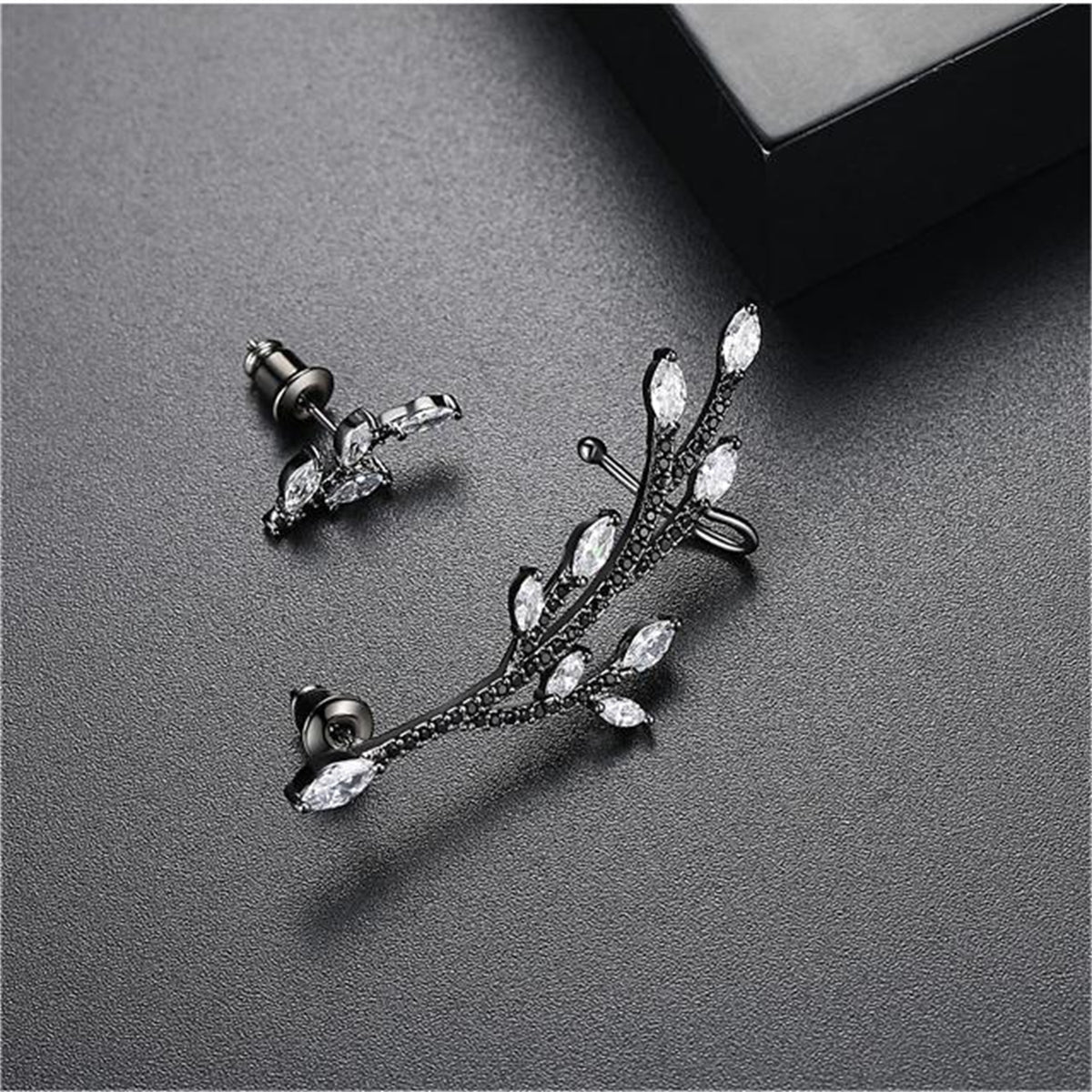 Crystal & Cubic Zirconia Branch Stud Earring & Ear Cuff