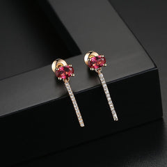 Rose Crystal & Cubic Zirconia Oval Chain Drop Earrings