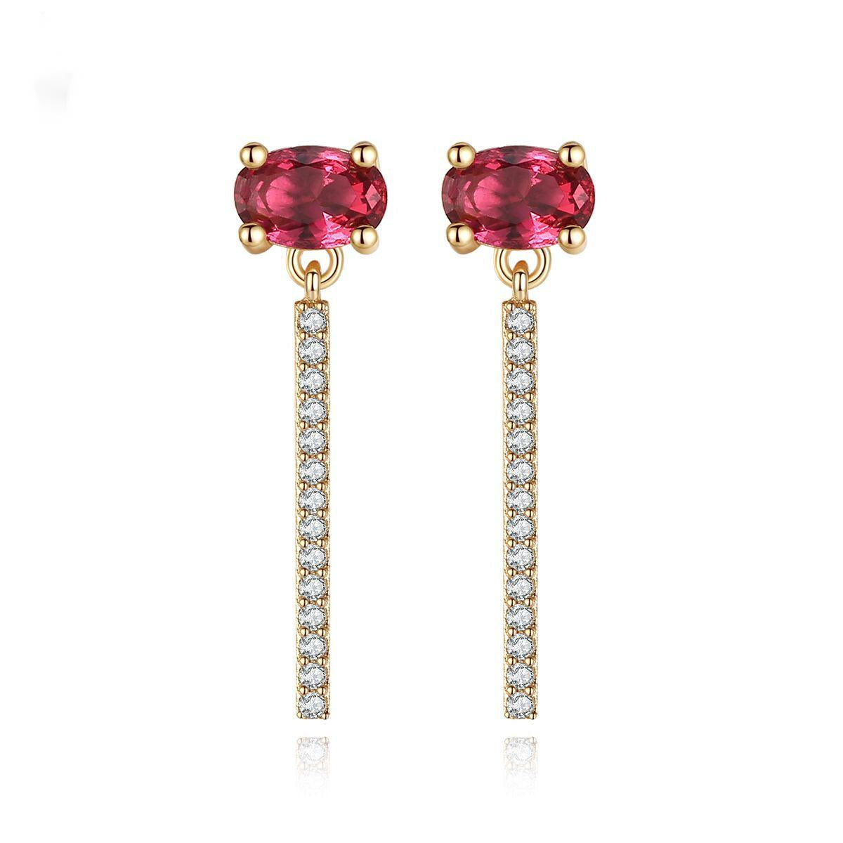 Rose Crystal & Cubic Zirconia Oval Chain Drop Earrings