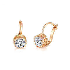 Crystal & 18K Rose Gold-Plated Round Huggie Earrings