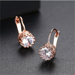 Crystal & 18K Rose Gold-Plated Round Huggie Earrings