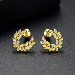 Crystal & 18K Gold-Plated Branch Stud Earrings