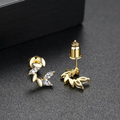 Crystal & 18K Gold-Plated Botanical Stud Earrings