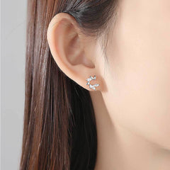 Crystal & Silver-Plated Botanical Stud Earrings