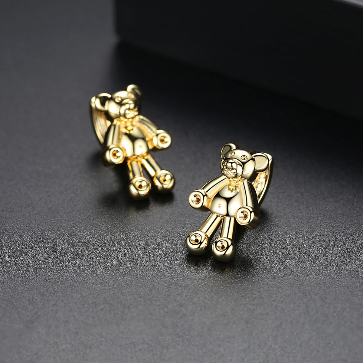 18K Gold-Plated Bear Huggie Earrings