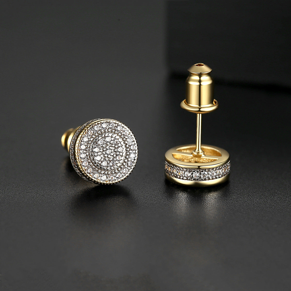 Cubic Zirconia & 18K Rose Gold-Plated Round Stud Earrings