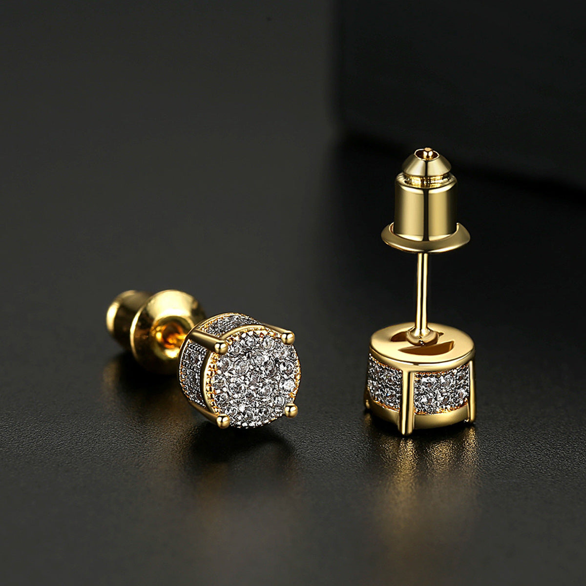 Cubic Zirconia & 18K Gold-Plated Stud Earrings