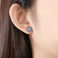 Cubic Zirconia & 18K Rose Gold-Plated Flower Round Stud Earrings