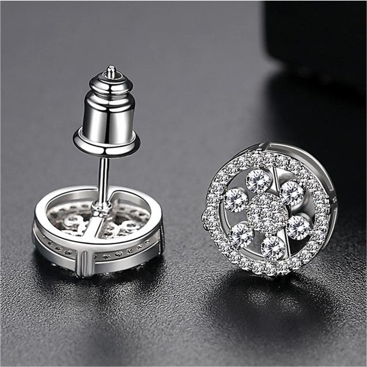 Cubic Zirconia & Silver-Plated Round Snowflake Stud Earrings