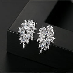 Crystal & Cubic Zirconia Silver-Plated Botanical Drop Earrings