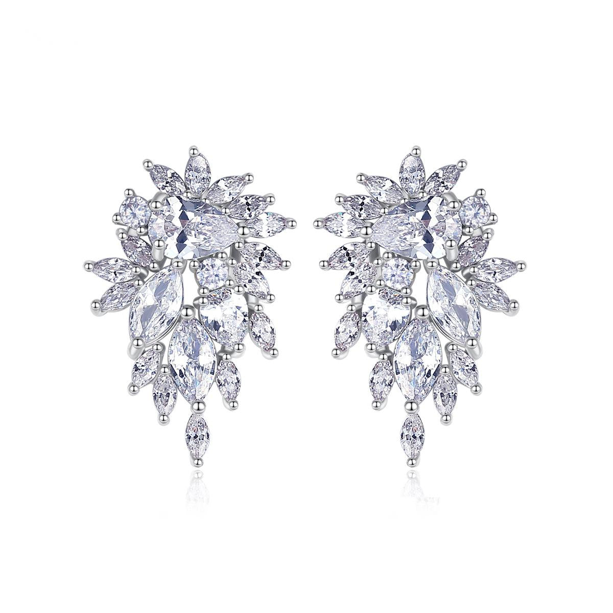 Crystal & Cubic Zirconia Silver-Plated Botanical Drop Earrings