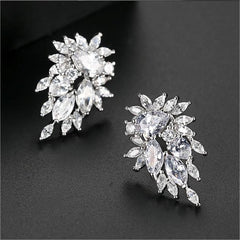 Crystal & Cubic Zirconia Silver-Plated Botanical Drop Earrings