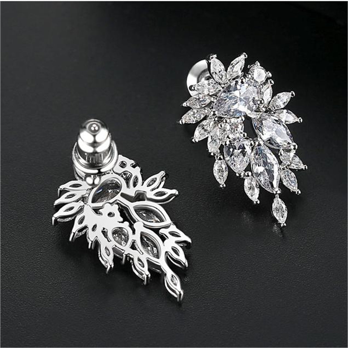 Crystal & Cubic Zirconia Silver-Plated Botanical Drop Earrings