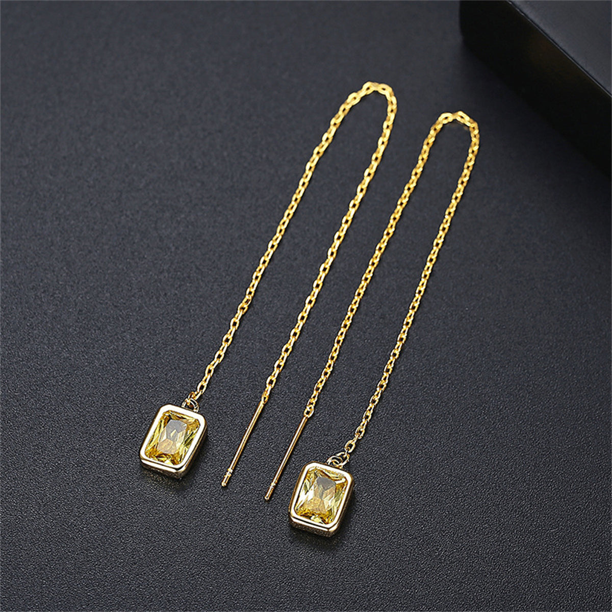 Yellow Crystal & 18K Gold-Plated Ear Threaders